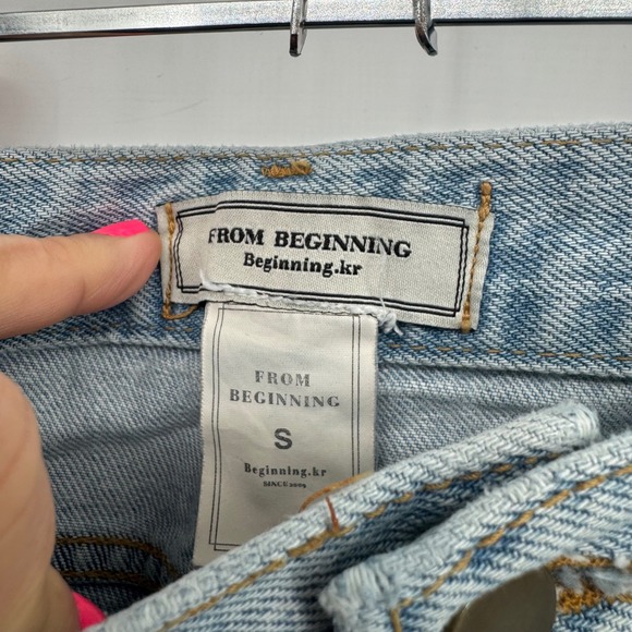 FROM BEGINNING Womens Light Wash straight‎ leg high rise stretch Jeans Size S - Picture 5 of 7